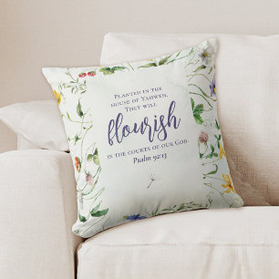 Coussin Écriture de fleur sauvage à l'aquarelle