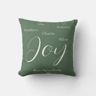 Coussin Écriture de joie moderne pour les fêtes de famille