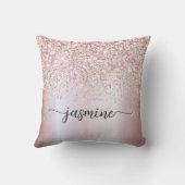Coussin Écriture de nom de monogramme pailleté or rose élé (Verso)