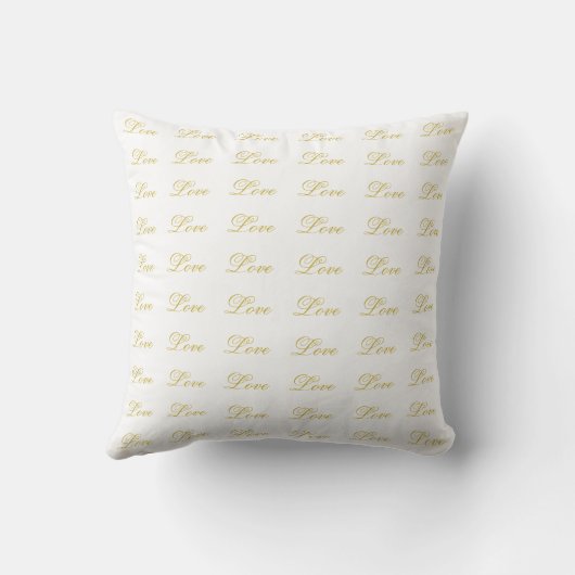 Coussin Écriture dorée chic Mariage Amour Blanc Calligraph (Verso)