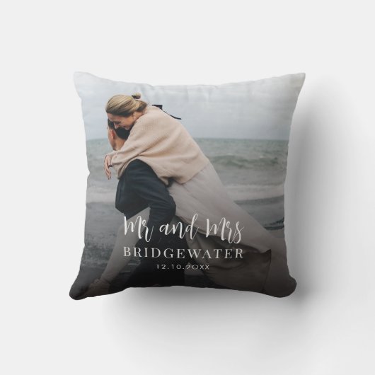 Coussin Écriture élégante Photo moderne Minimaliste (Verso)