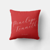 Coussin Écriture Élégante Rouge Mariage de Noël Personnali (Verso)