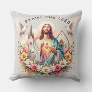 Coussin Écriture florale de Jésus inspirateur