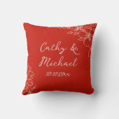 Coussin Écriture florale rouge cérémonie du thé mariage ch (Verso)