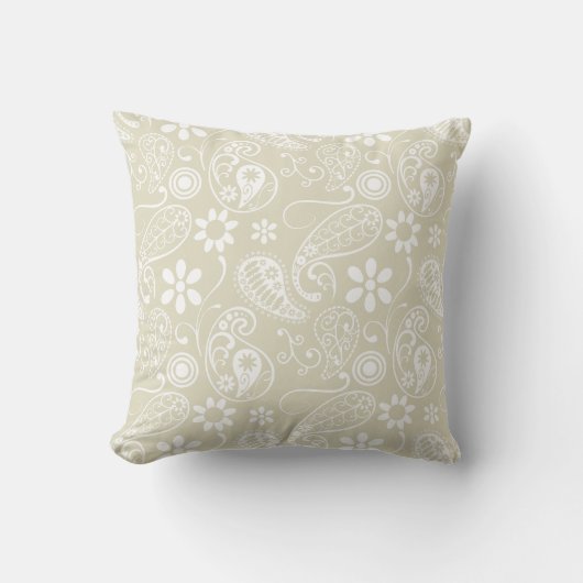 Coussin Ecru Paisley ; Floral (Recto)