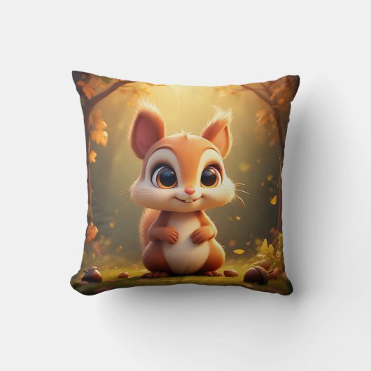 Coussin Écureuil adorable 🌰 Décoration d'animal de forêt (Recto)