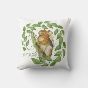 Coussin Écureuil d'aquarelle mignonne