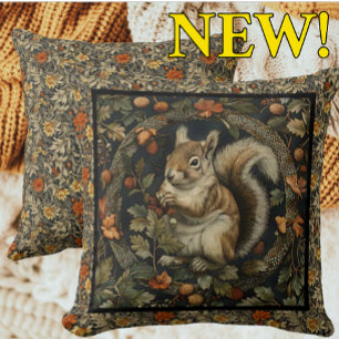 Coussin Écureuil d'automne de William Morris Feuilles d'au