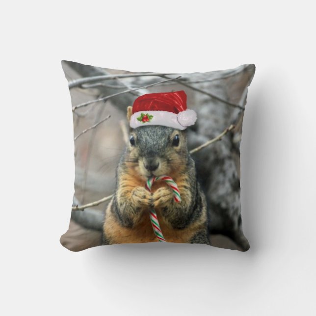 Coussin Écureuil de Noël (Recto)