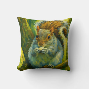 Coussin Écureuil impressionniste dans le feuillage foresti