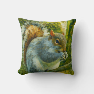 Coussin Écureuil impressionniste dans le feuillage foresti