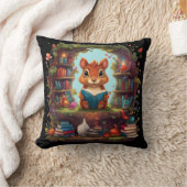 Coussin Écureuil Lecture Sur Une Étagère Vintage (Couverture)