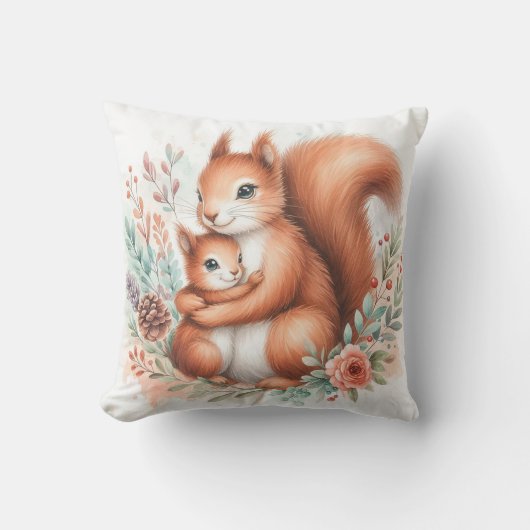 Coussin Écureuil maman et bébé (Recto)