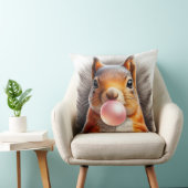 Coussin Écureuil Rouge Mignon Qui Souffle du Bubble Gum Fa (Chaise)