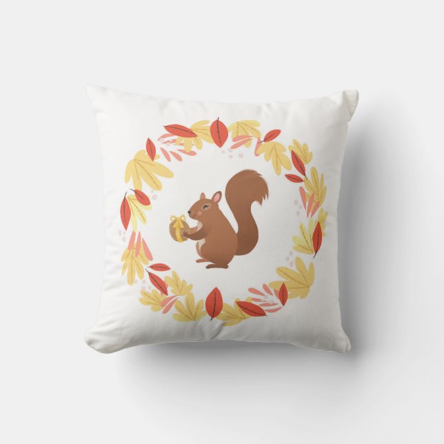 Coussin Écureuils automnes (Recto)