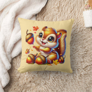 Coussin Écureuils mignons de saison automnale