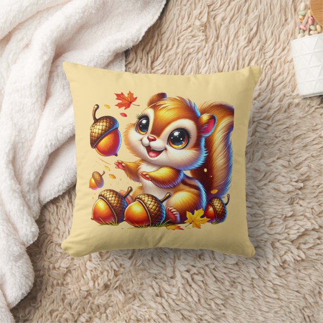 Coussin Écureuils mignons de saison automnale (Couverture)