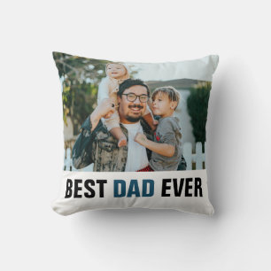 Coussin Edgy Blue Meilleur papa Jamais Photo Fête du Père