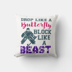 Coussin Édifice de gardien de hockey de terrain comme une