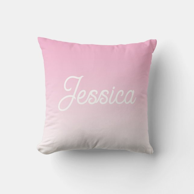 Coussin (Editable) Light Pink Color Ombre & Your Text (Recto)