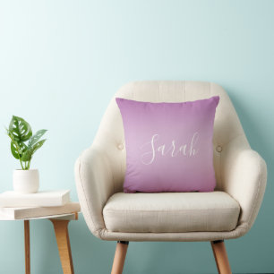 Coussin Editable Soft Mauve Ombre & White Text Script