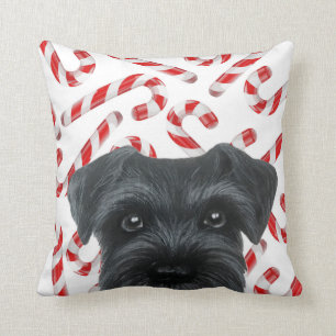 Coussin Édition limitée d'hiver. Schnauzer noir avec la