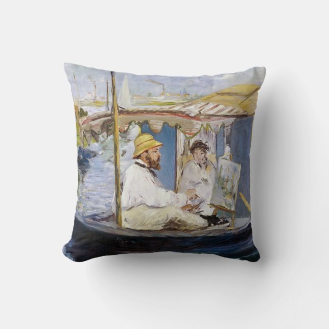 Coussin Edouard Manet - Monet dans son bateau atelier (Recto)