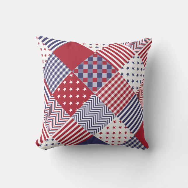 Coussin Édredon blanc des Etats-Unis et bleu rouge (Recto)