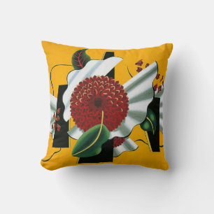 Coussin Edward Wadsworth, Dahlias, célèbre peinture,