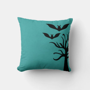 Coussin Eerie Bats Halloween Coussin, Aqua
