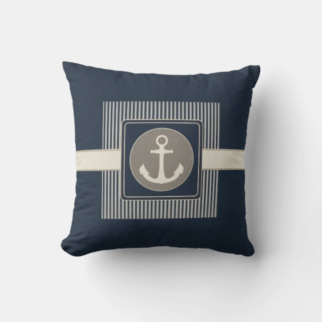 Coussin Effet Burlap Ancre du navire nautique (Recto)