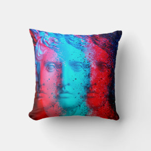 Coussin Effet d'anaglyphe 3d. Covid-mutants. David Apollo.