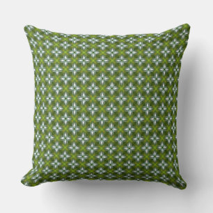 Coussin Effet de lumière vert citron et blanc tissé