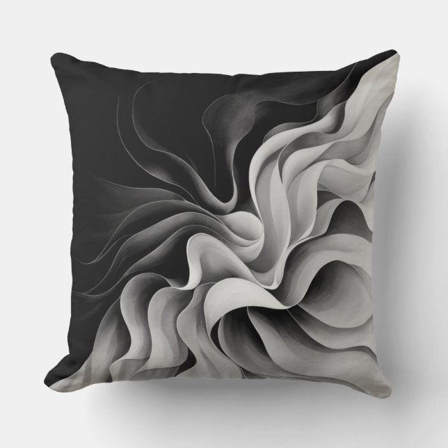 Coussin Effet d'ombre Nuances Noir Blanc  (Recto)
