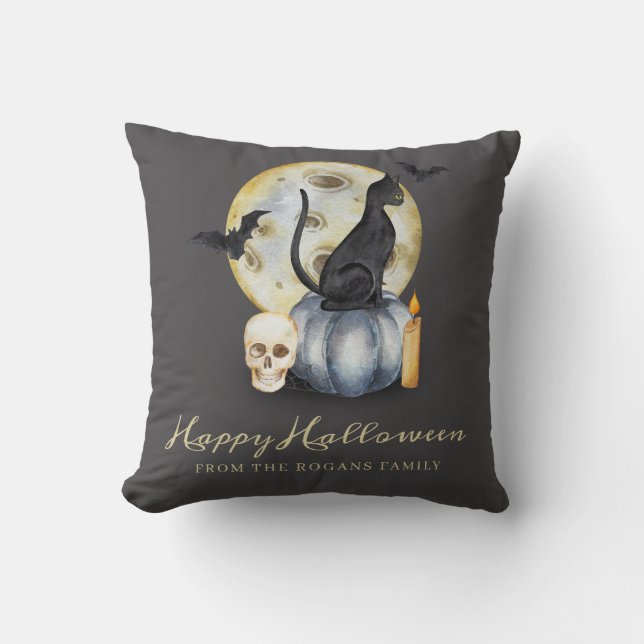 Coussin Éffrayant Citrouille de chats Halloween (Recto)