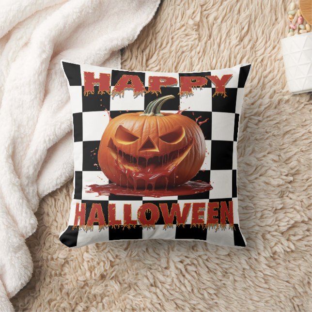 Coussin Éffrayant Citrouille sanglant Halloween (Couverture)