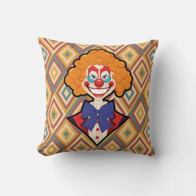 Coussin Éffrayant Clown Retro Halloween Carnaval Déplaisan (Recto)