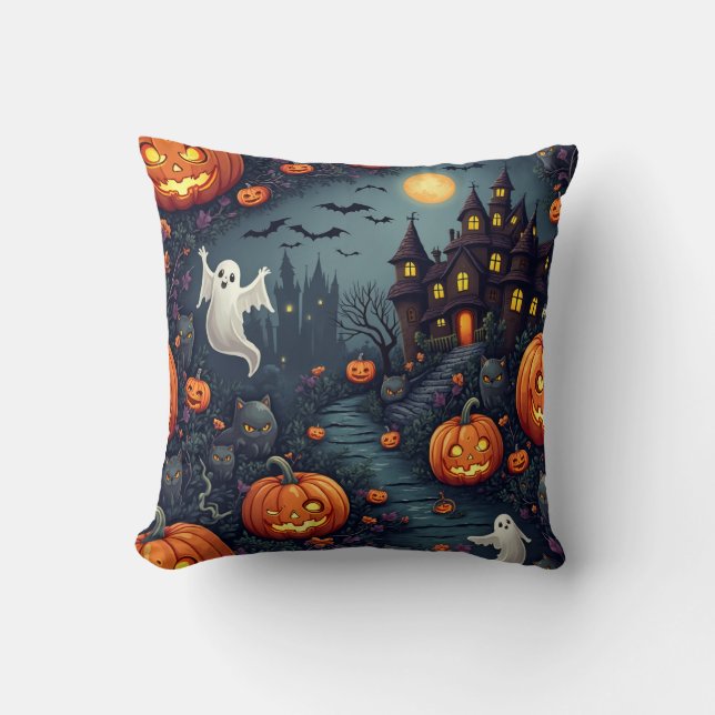 Coussin Éffrayant Halloween nuit Haunted Maison Jeu Oreill (Recto)