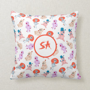 Coussin Éffrayant Halloween Voodoo Dolls Bleu Rouge Rose B