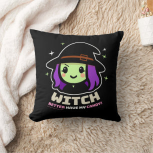Coussin Éffrayant Kawaii Sorcière Halloween Jeu d'oreiller