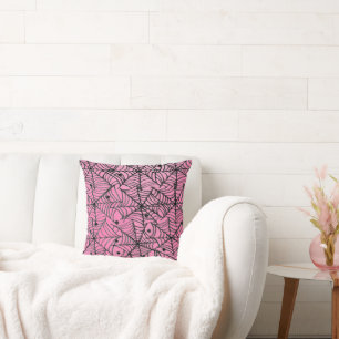 Coussin Éffrayante Halloween Spider Webs sur rose