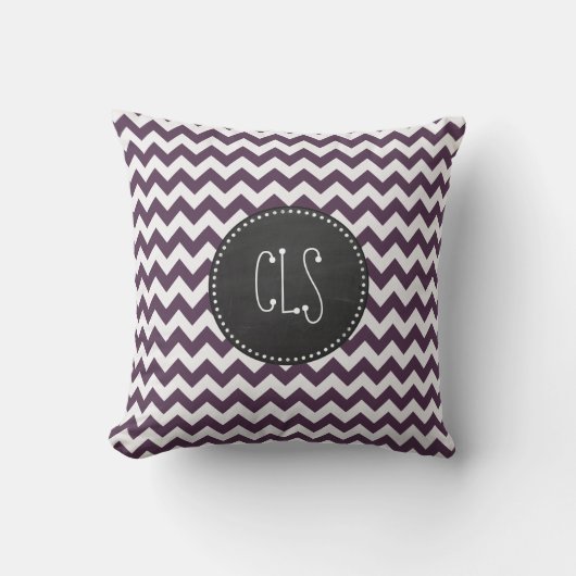 Coussin Eggplant Purple Chevron ; Retro Chalkboard (Recto)