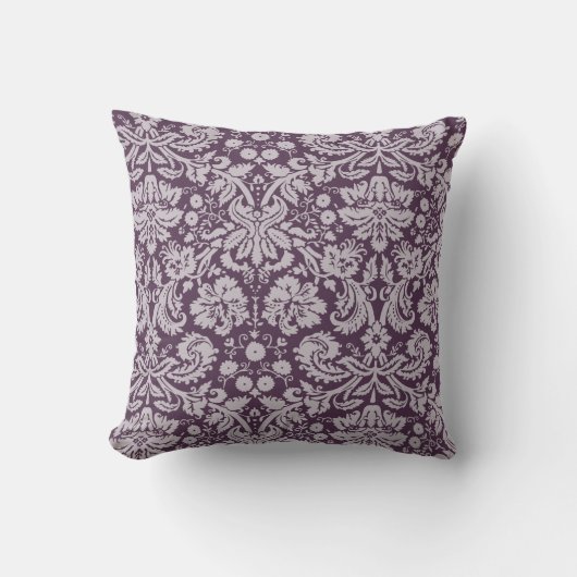 Coussin Éggplant Purple Damask (Recto)