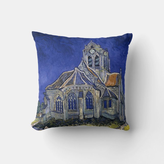 Coussin Église à Auvers par Van Gogh Peinture Art (Recto)