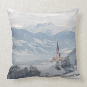 Coussin Église dans Zillertal dans le carreau d'hiver
