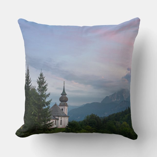 Coussin Église des Alpes au coucher du soleil (Recto)