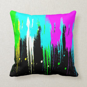 Coussin Égouttement au néon vintage de peinture du tigre