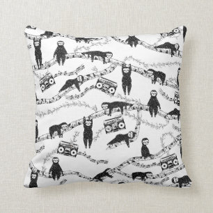 Coussin Eighties Music motif paresseux