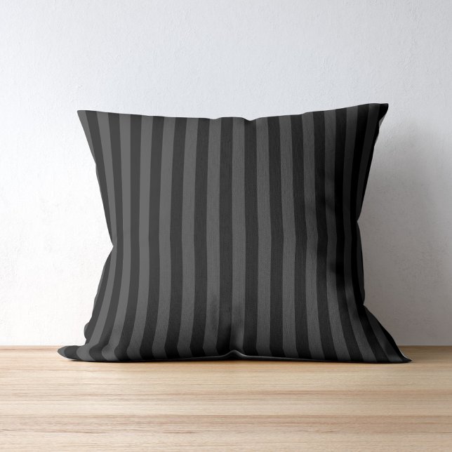 Coussin Elagnat Black & Smoky Black Vertical Stripes (Créateur téléchargé)