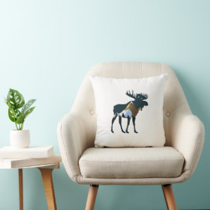 Coussin Élan de la forêt nocturne